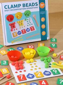 1pc Wooden Children's Puzzle Early Education Bead Number Decomposition Arithmetic Learning Puzzle Toy Color Cognitive Arithmetic Matching Children's Early Education Game Exercise Children's Hand-Eye Coordination And Concentration And Thinking Development Ability Suitable For Parent-Child Interactive Bead Game