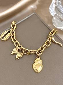 1 Pulsera con lazo de concha en forma de corazón, joyería apilable de acero inoxidable chapada en oro de 18K, regalo elegante para mamá en Navidad, Acción de Gracias, Halloween, boda, rave/baile de graduación/fiesta/diario/playa, accesorio de regalo para aniversario, Día de San Valentín, joyería bohemia, regalo de cumpleaños, regalos para damas de honor