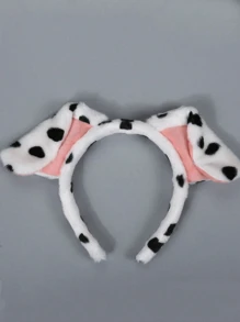卡通狗耳朵头带，豹纹动物耳朵发带，斑点狗耳朵头带，可爱角色扮演派对配件，搞笑面膜洗脸头巾，面料材质