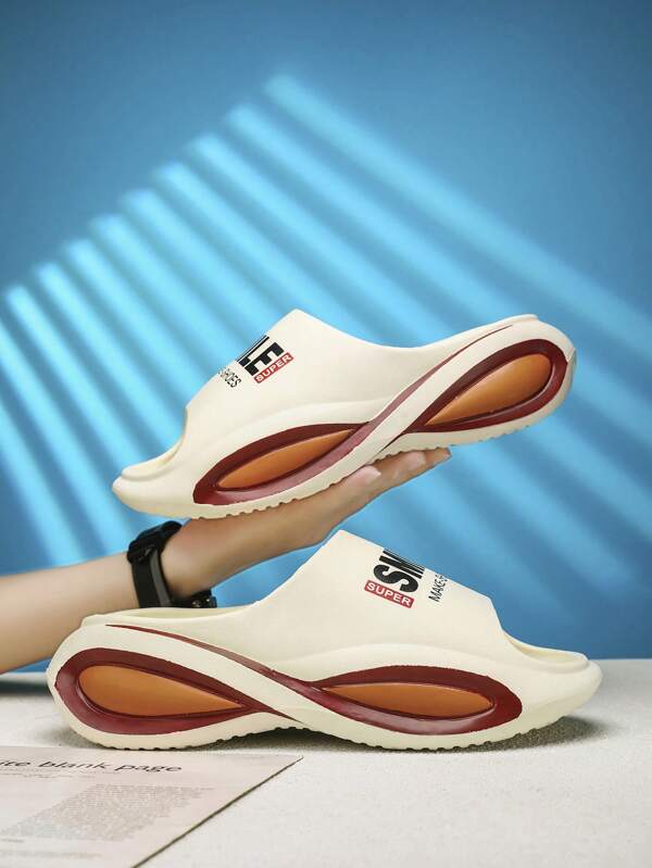 Men's Casual Slippers, Non-Slip, Thick Sole, Fashion Brand Indoor/Outdoor Unisex Couple Slippers, Suitable For Summer, EVA Material
