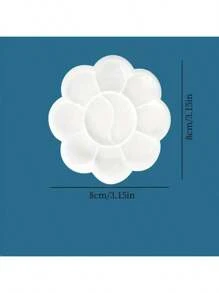 5pcs/10pcs/20pcs Mini Flower Shape Plastic Palette - Art Mixing Tray For Watercolor And Gouache Painting,Back To School,School Supplies - White - View 5