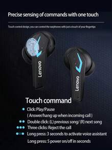 Lenovo Lenovo TG102-True Wireless Gaming Headset, Call Noise Reduction, In-Ear Sports Without Falling Off, High-Definition Stereo Sound Quality, Large Capacity And Long-Lasting Battery Life, Comfortable To Wear, Cool Mechanical Style Battery Compartment