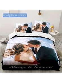Conjunto de cama com 3 peças de fotos personalizadas, inclui 2 fronhas, fecho de zíper, impressão digital, resistente a rasgos, lavável à máquina - roupa de cama personalizada para todas as estações, durável, respirável, leve, lavável, engraçada, fofa, amorosa, macia, confortável, elegante, simples, personalizada, única, presentes ideais para ele, presentes ideais para ela, ele, ela, namorado, namorada, pai, mãe, família, amigos, filho, filha, para aniversários, para o dia das mães, para aniversários, para o dia dos namorados, para formatura, para o dia dos pais, para o dia das crianças, para casamentos, para inauguração de casa, sofá, cama, carro, sala de chá, quarto, banheiro, sala de estar, sala de jantar