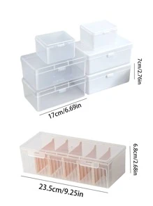 1pc Clear Flip-Top Storage Box For Office Supplies - Durable Plastic Organizer Back To School