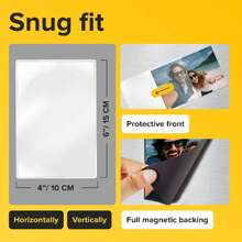 5pcs Magnetic Photo Frames For Refrigerator - 4x6 Inch Black Magnetic Picture Frames, Perfect For Displaying Photos, Notes & Artwork, Durable & Easy To Use