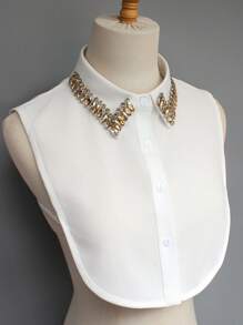 1 pièce col détachable de luxe haute qualité avec strass brillants, accessoire de mode élégant et polyvalent pour blouse, convient pour le printemps, l'été, l'automne et l'hiver
