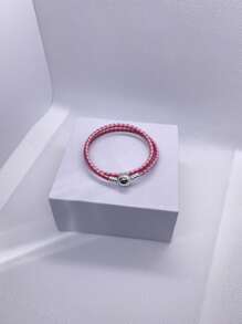 1 pièce Bracelet  rond à boucle de charme de haute qualité pour femmes, convient pour le port quotidien, compatible avec les perles de charme, cadeau parfait pour Noël et la Saint-Valentin