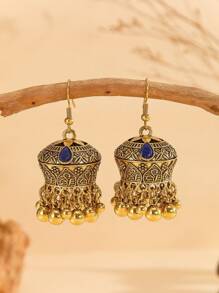 1 Pair Bell & Bead Tassel Dangle Earrings, Vintage Design, Jewelry Accessory Suitable For Women Daily, Festival, Wedding And Party Wear/Gift