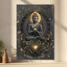 Framed  Buddha And Lotus Mandala Canvas Art  Wall Decor For Living Room, Home, Office And Special Occasions - Framed - View 2