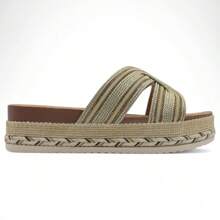 Women's Beige Textile Exterior Platform Sandals By RBCOLLECTION