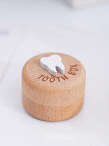 1 pieza Caja de dientes de madera linda para bebé, caja para guardar los dientes del bebé niña, caja de dientes redonda de madera maciza para bebé niño, caja de joyería, caja de almacenamiento, recuerdo para bebé, caja para recolección de cabello fetal y cordón umbilical, un regalo memorable que los padres pueden dar a sus bebés para una hermosa infancia