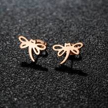 1 Pair Dragonfly Earrings, Casual Daily Wear For Girls, Fashion Jewelry Stainless Steel Cartoon Animal Gift
