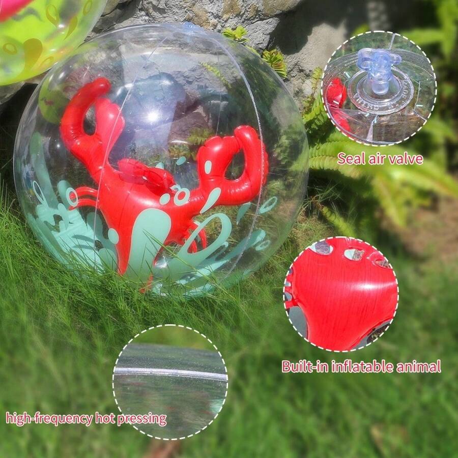 PVC Thick Transparent Animal Beach Ball Inflatable Balloon Pool Beach Ball Inflatable Beach Ball, Pool Ball, Summer Pool Beach Birthday Party Decoration Supplies, Beach Essentials, Beach Accessories, Pool Float - Multicolor - View 1