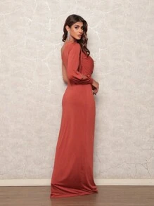 Women Long Dresses - Màu Cam cháy - Xem 6