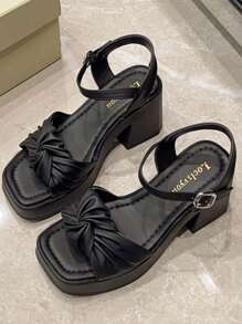 2025 Chunky Wedge Sandals, Fashion Twist Knot Thick Sole High Heel Sandals, Personalized Chic Sexy Platform Casual Comfy Beautiful Sandals