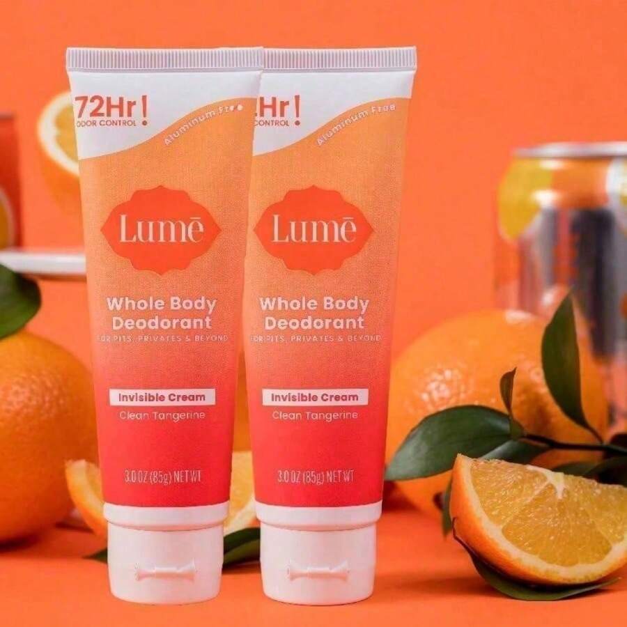 Whole Body Deodorant - Invisible Cream Tube - 72 Hour Odor Control - Aluminum Free, Baking Soda Free, Skin Safe - (Clean Tangerine) - 黃色 - 查看 1