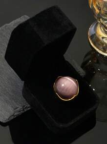 1pc Retro Chic Oversized Cat Eye Stone Ring, Unique Personalized Accessory Suitable For Men & Women, Everyday Wear Or Holidays