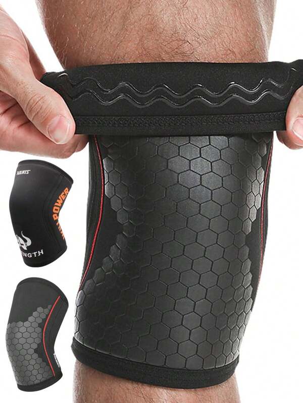 1 par de fundas de rodilla de 7 mm de neopreno AOLIKES, con soporte de rodilla antideslizante de silicona para levantamiento de pesas, sentadillas, fitness, entrenamiento de fuerza, accesorios para el gimnasio, rodilleras deportivas, rodilleras para el gimnasio