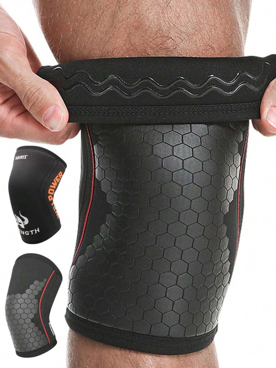 AOLIKES 1 Pair 7mm Neoprene Compression Knee Sleeves, Non-Slip Silicone Knee Support For Weightlifting, Squats, Fitness, Strength Training Gym Accessories Knee Support Sports Knee Pads Gym Knee Pads - Multicolor - View 1