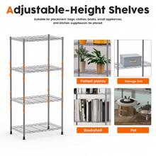 OYAJIA Heavy-Duty 5-Tier Adjustable Boltless Steel Wire Shelving Unit: Galvanized Metal Racks For Garage & Kitchen Storage, Silver Gray, With 66 Lb Capacity Per Shelf - Silver - View 7