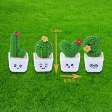 Accessoires pour jardin de fées, statuettes miniatures de tortues mignonnes et décorations de mini cactus, ensemble de 4 tortues et 4 cactus pour jardin de fées - convient pour les jardins de fées DIY, paysages miniatures, maisons de poupées et décorations d'intérieur.