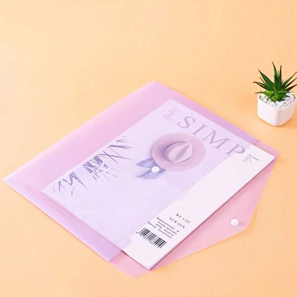 10pcs Classic A4 File Folders, Waterproof PP With Snap Closure Pockets, Multi-Color For Office Organization