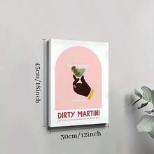 1pc Framed Canvas Poster, Dirty Martini Cocktail Recipe Wall Art Canvas Paintings, Ideal Gift For Bedroom Living Room Corridor, Wall Art, Room Decoration