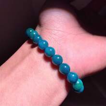 1pc/8mm Handmade Natural Blue Phosphosiderite Elastic Beaded Bracelet, Suitable For Daily Wear, Great Gift For Friends - 1Pcs/Blue Apatite - View 3