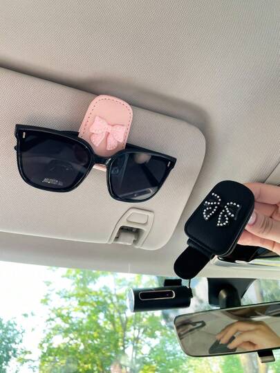 Bowknot Style Car Glasses Clip Sunglasses Visor Clip, Multi-Functional Eyeglasses Holder Clip (No Sunglasses Included)