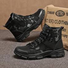 Vinterkängor för män, nya höst-/vinterarbetsstövlar med hög topp - Svart - Visa 3