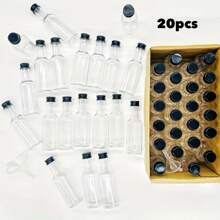 20 个迷你塑料瓶 1.7 盎司，带金色、黑色、银色瓶盖，包含 5 个漏斗，适用于派对、迷你喷泉饮料和酒 - 彩色 - 查看 11