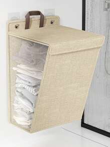 1/2 件壁挂式洗衣篮，可折叠家用脏衣服篮，适用于浴室、卧室、客厅和家庭清洁