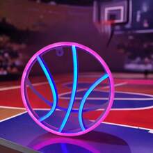 1pc LED Basketball Shaped Neon Wall Decor Light, Battery/USB Powered, Romantic Fairy Light For Home, Gamer Room, Party, Birthday Gift, Bedroom Decoration