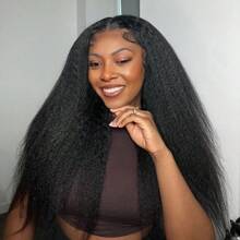 U Part Wig Kinky Straight Wigs For Women, 26 Inch Yaki U Part Synthetic Straight Half Wig, Pgraded Clip In Wigs Yaki Straight U Part Extension Full Head U Shape Wig Clip In U Part Wig