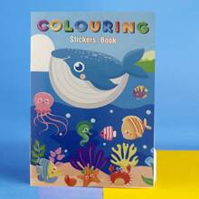 1/2/4张贴纸涂色书，含字母和数字贴纸 - A5创意手工纸活动书，可用于绘画和涂色，是青少年和成人的理想礼物，一次性使用，独角兽主题派对礼品，独角兽派对用品，奖品奖励，返校礼物和秋季圣诞礼物，8页/40页 - 多色 - 查看 15