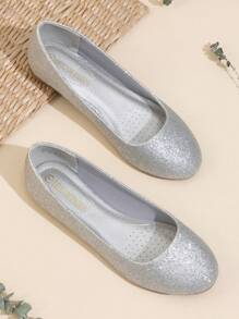 Women's Sole-Simple Ballet Flat - Silver - View 4