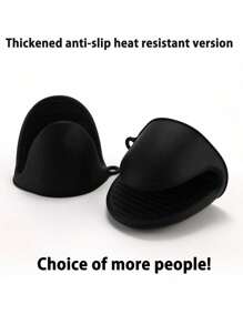 1 Pair Thick Silicone Kitchen Oven Mitts, Heat Resistant Gloves For Baking, Cooking, Microwave Use, Non-Slip, Waterproof - Multicolor - View 9