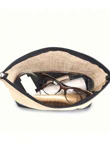 1pc Initials Printed Patchwork Women's Handbag, Makeup Bag, Teacher's Day Gift, Reusable Handbag, Women's Simple And Large Capacity Travel Makeup Bag, Multi-Functional Portable Women's Gift, Portable Leisure Storage Bag