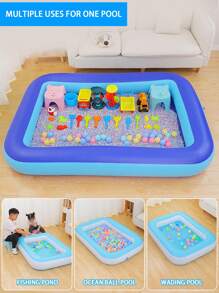 Piscina inflable, piscina rectangular, piscina redonda reforzada de doble capa, para juegos acuáticos en el patio trasero de la casa, jardín, exterior, interior, playa, interacción familiar, celebración de fiestas, apta para mayores de 3 años, regalo de cumpleaños