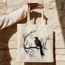 1pc Large-Sized Raven Silhouette On Branch Painting Stencil, Reusable DIY Art Template For Wall, Fabric, Home Decor, Plastic Template, Crafts & Sewing Supplies, PET Material