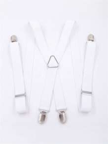 1Pc Men Wide Suspenders High Elastic Adjustable 4 Strong 25mm Wide Clips Solid Color Suspender Heavy Duty X Back Trousers Braces Heavy Duty Suspenders With Swivel Hooks For Men Work Jeans Y Back Big And Tall Adjustable Elastic Trouser Braces Belt Loop Strap, Wedding Accessories For Going Out Outfit Wedding Party And For Gift Autumn-Winter Accessories Halloween Costume,Suitable For Teens, Youth,Men,Casual, Outdoor, Athletic, Vacation, Graduation Gifts, Birthday, Daily Wear - Multicolor - View 3