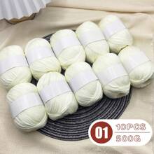 10 piezas Hilo de mezcla de seda de lujo [Aproximadamente 500g/10 Bolas por paquete] Hilo tejido suave y amigable con la piel de lana y cachemir - Adecuado para suéteres, bufandas, sombreros, mantas para bebés, cárdigans y chaquetas | Disponible en varios colores y multicolor