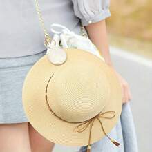 1pc NYXIA Round Magnetic Hat Clip, Portable Non-Elastic Travel Hat Holder, Backpack Luggage Accessory, Washable, Unisex - Black/White/Light Brown