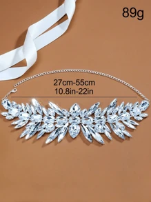 1 pièce Collier géométrique argent avec strass, chaîne élégante avec col en cascade, accessoire de mode pour femmes