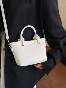 2025 Women's Glitter Material Bucket Handbag, Large Capacity Beach/Travel Shoulder/Crossbody Bag