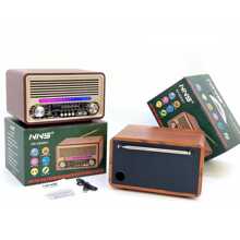 NNS Radios portátiles AM/FM/SW, radios retro vintage de onda corta con transistores y parlantes, Con luz RGB,compatible con alimentación por USB , Bluetooth/TF - Marrón - Ver 6