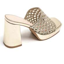 Summer Fashion Versatile Hollow High Heel Sandals - Gold - View 5