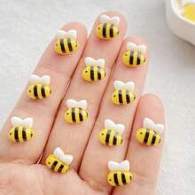 20 piezas de ornamentos de arte de uñas con estatuillas de abeja y tarro de miel de resina vibrante, tipo Kawaii, pintadas a mano, de alta calidad y con parte trasera plana, para manualidades de uñas DIY, decoración de álbumes de recortes y accesorios para joyería