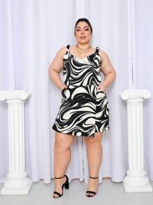 Women's Plus Size Jumpsuit Short Skirt With Printed Lining Summer - 顏色 20 - 查看 5