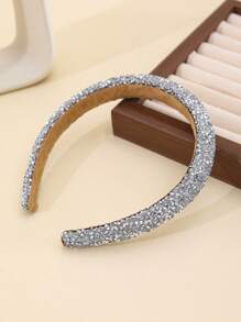 1pc Girl's Pink Crystal Headband, Silver Starry Fashion Hair Hoop For Girls, Suitable For Daily Wear And Parties